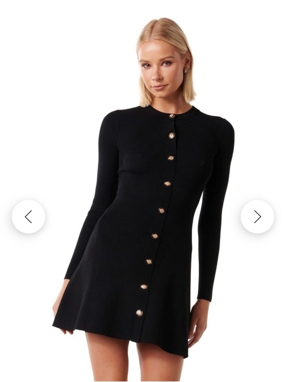 Ever New “Jolie” Button Through Mini Knit Dress in Black